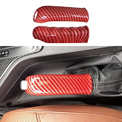 ruihe Cubierta de freno de mano de freno de mano de color de fibra de carbono roja para Ford Ranger 2016 2017 2018 2019 2020 2021 2022 accesorios