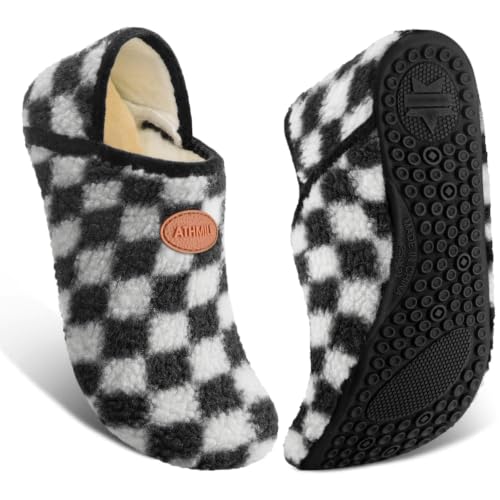 Image of ATHMILE House Slippers for Women Men Indoor Barefoot House Shoes Soft Socks | Furry Slip on Cozy Comfy Flexible Machine Washable Home Bedroom Travel Hospital Yoga Gifts for Mom Grandma