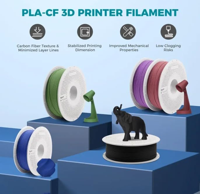 Image of 3IDEA Bambu Lab PLA-CF 3D Printing Filament - Black, Reusable Spool 1KG
