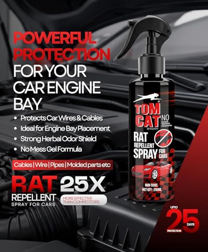 Image of Shadow Securitronics Tom CAT No Entry Rat Repellent Car Spray Highly Effective Easy to use, Odour Free Rodent Repellent Spray for Cars 250ml |(Pack of 1) - Formulation 3X