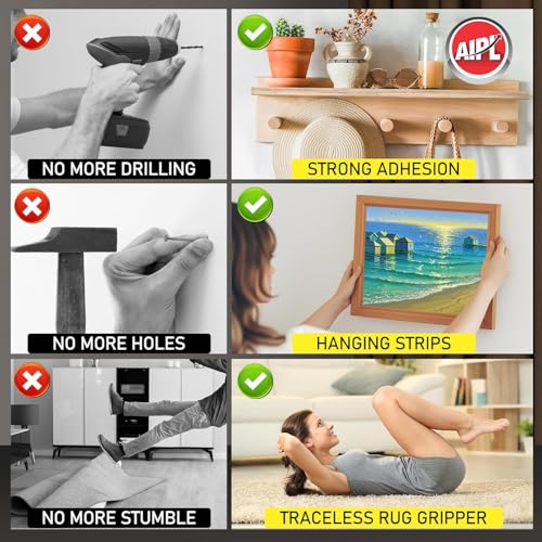 Image of AIPL Nano Grip Tape Double Sided Tape Heavy Duty, Clear Mounting Tape Picture Hanging Adhesive Strips, Wall Tape for Poster, Rug, Picture Hanging, Office&Outdoor -1 MM X 19 MM X 2 MTR