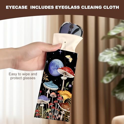 Image of Anikathy 2Pcs Sunglass Eyeglass Glasses Case Soft PU Leather with Cleaning Cloth Cute Glasses Pouch Bag for Men Women Girs