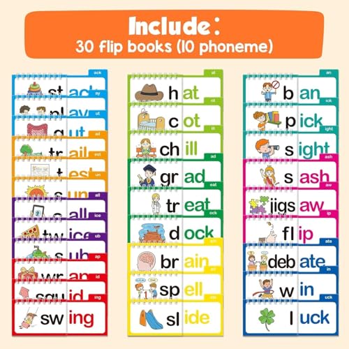 Image of Word Family Build Book 30 Piece Phonics Flip Cards ABC Vocabulary and Sight Word Learning Game for Toddlers Kids Kindergarten Reading Practice Educational Toy