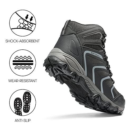 NORTIV 8 Herren-Wanderstiefel, wasserdichte Outdoor-Trekkingstiefel,Size 44W,Schwarz/Dunkel/Grau,160448_M-W