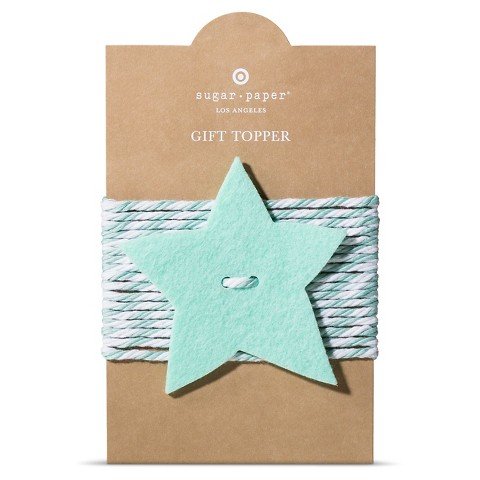 Set of 2 Sugar Paper Mint Star Felt Tie On Gift Toppers