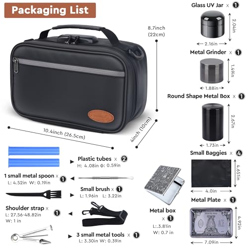 BOYISTARG-Large Smell Proof Bag with 10 Small Items, Portable Smell Proof Storage Case with Combination Lock For Home and Travel,Gifts For Women or Men Black2