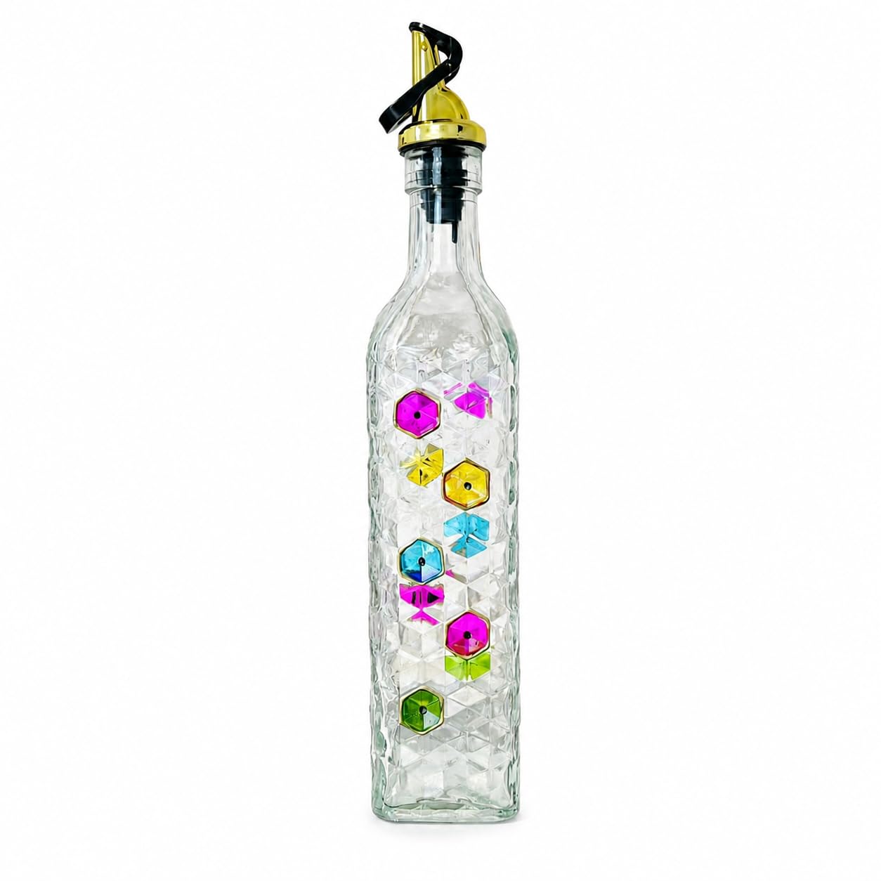 Ölspender Küche, Ölflasche aus, 500ML Goldrand + Sterne
