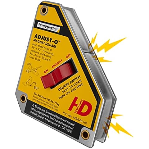 Strong Hand Tools - Str-7089, Heavy Duty, Adjust-O Magnet Square, On/Off Switches, Pull Force: 160 lbs, 6" x 5-1/8" x 1-3/8", MSA48-HD Cover