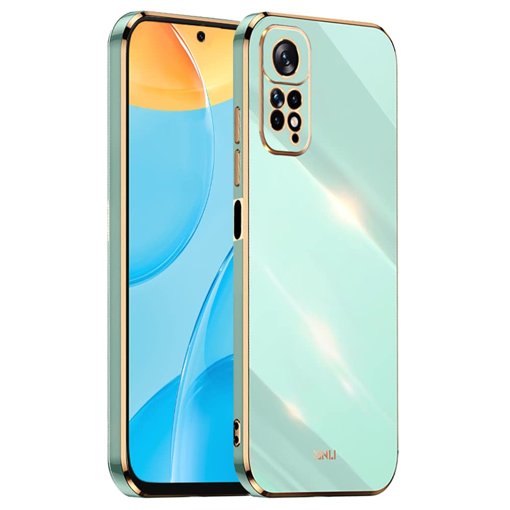 HONLEN Custodia per Redmi Note 11 / Note 11S (4G) (6.43 Inches), Cover Morbida in Silicone TPU, Design del Telaio Galvanico - Verde