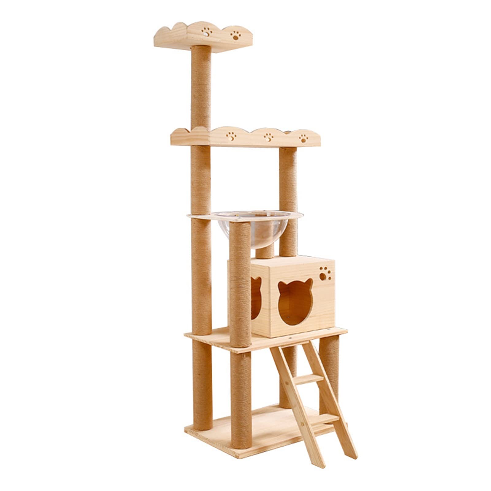 Buy Cat Tree Solid Wood Cat Climbing Frame, Transparent Space Cat Tree