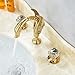 Rozin Double Crystal Knobs Basin Faucet Widepspread 3 Holes Sink Mixer Tap Gold Finish