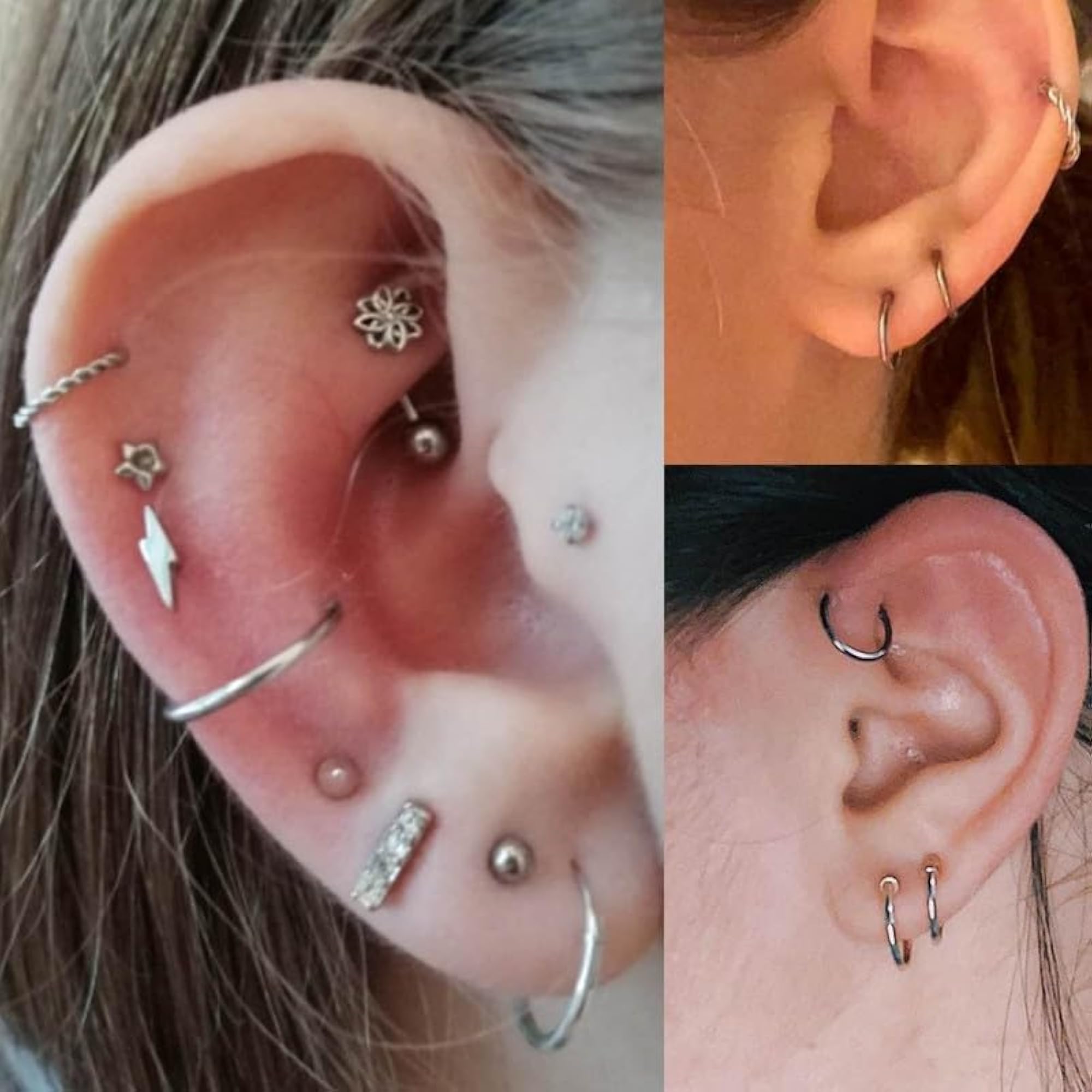 2Pcs Titanium Hinged Piercing Rings Hoop Set