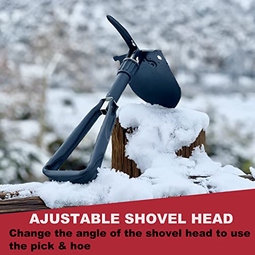 Yeacool Folding Shovel, 18.1'' Camping Shovel W/Pick, Entrenching Tool Military, Survival Foldable Spade, High Carbon Steel, With Carry Bag, For Digging, Metal Detecting, Backpacking And Car Emergency #TOP2