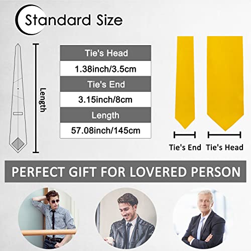 Image of Luckyvestir Mens Tie Solid Satin Neck Ties 3.15'' Formal Necktie for Wedding Business Christmas Father's Valentine's Day Gift