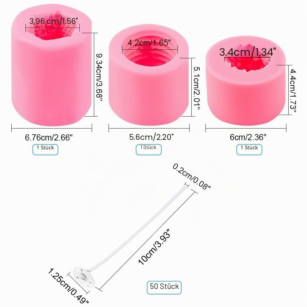 PandaHall 3 Pack 3D Bienenwaben Silikon Kerzenformen Mit 50 Stück Kerze Dochte Und Metallhalter Für Hausgemachte Bienenwachs Kerzenherstellung Zubehör, Seifen, Lotion Bars, Fondant, Kuchen Verzieren