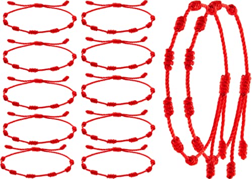 Unidades Pulsera Roja 7 Nudos Mal de Ojo/ Pulsera Kabblah Roja 7Nudos Para Protección de Mal de Ojos/ Pulsera Roja de la Suerte/ Amuleto Rojo Para la Buena Suerte Pack 12 Uds Cover