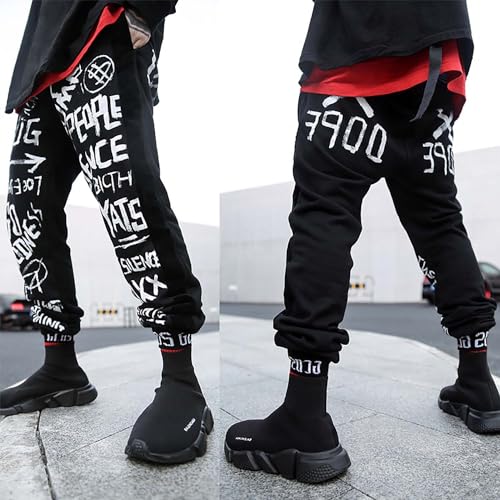 Niepce Inc Relaxed Fit Graffiti Japanese Streetwear Pants for Men with Design3
