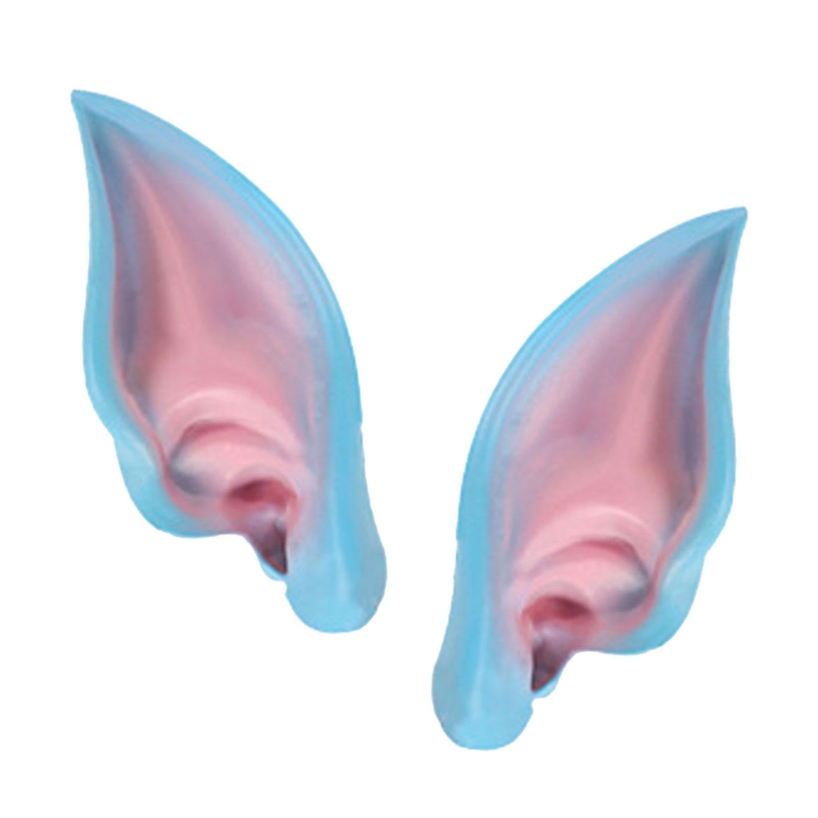 Yiju Latex Elf Ear Elven Ears Masquerade Carnival Cosplay Accessories Halloween Live Broadcast Props Dress up Costume Fake Ear Elven Vampire Ears, Blue