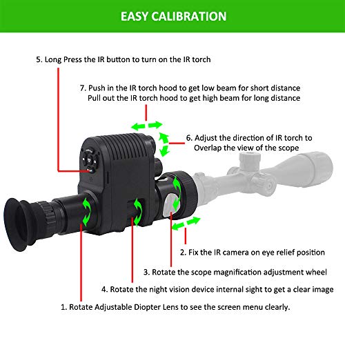 Upgraded Megaorei3 720p HD Digital Night Vision Scope Video Record Camcorder Monocular Clip on Attachment with Built-in 850nm Infrared IR Flashlight and 1.3inch Display for Rifle Hunting Recoil Proof - Thumbnail 6