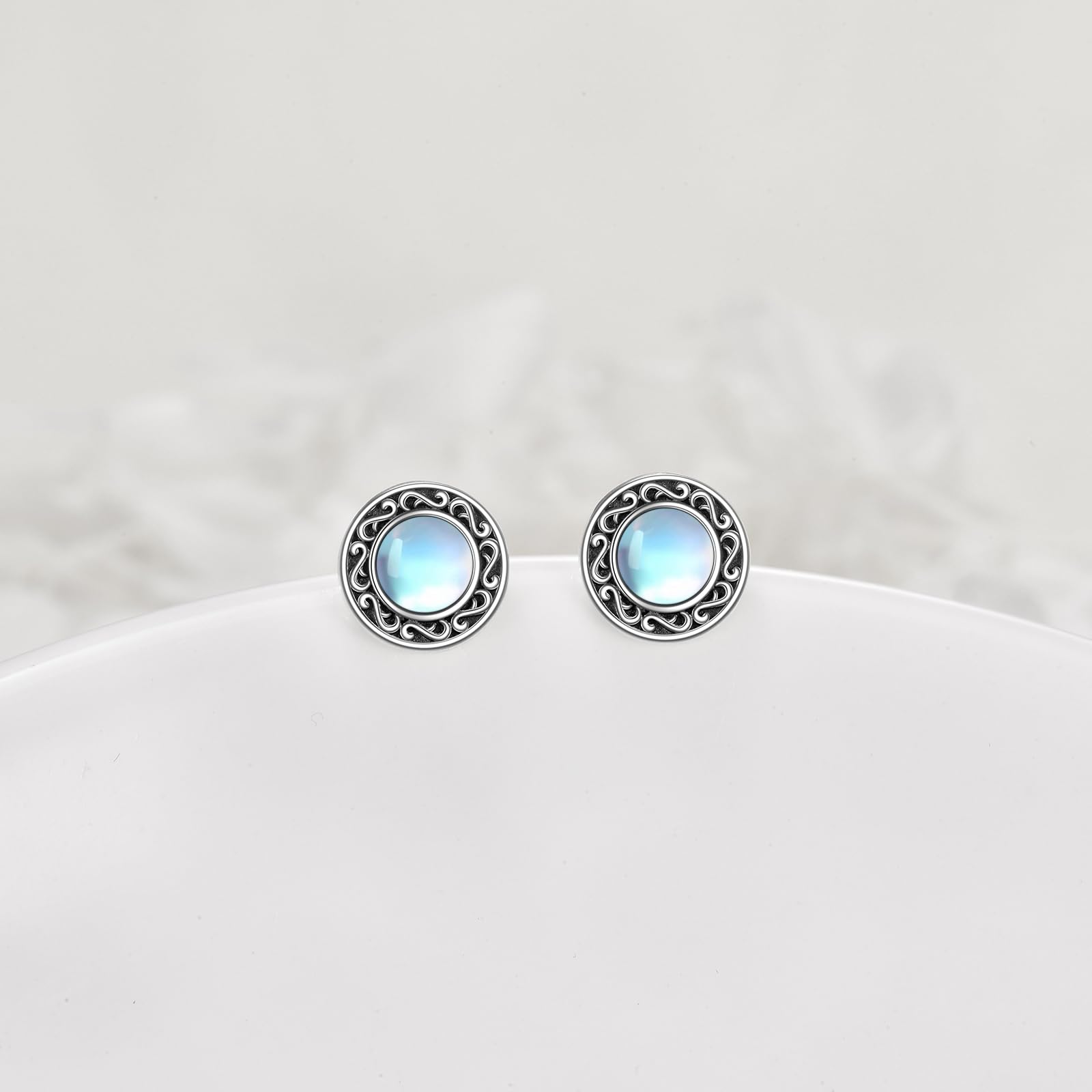 YFN Pendientes de piedra lunar para mujer, plata de ley 925 hipoalergenicos, pendientes de piedra lunar, regalo de Año Nuevo para niñas, Piedra de luna