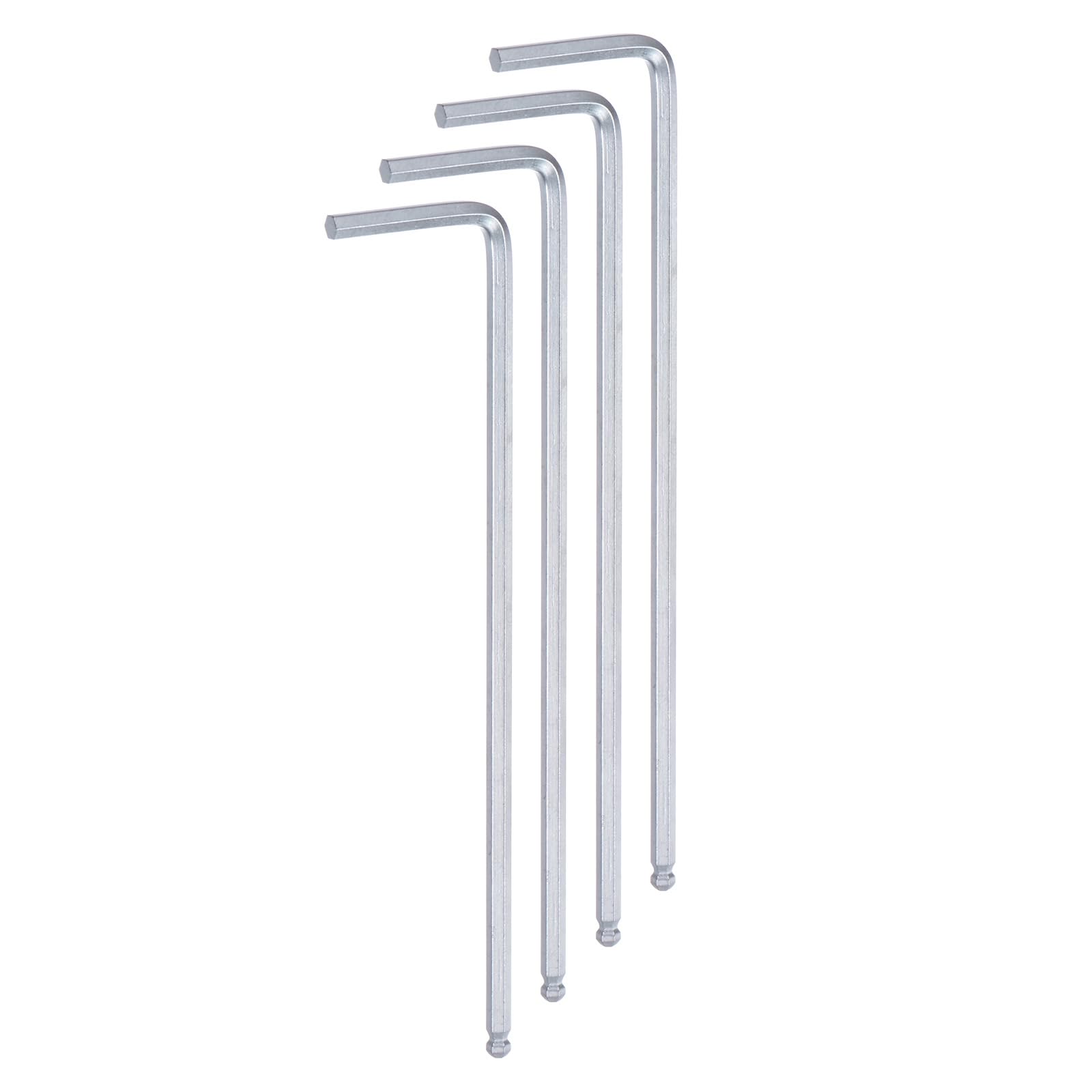 QUARKZMAN 4pz Chiave Esagonale Brugola Testa Sferica 2,5mm Metriche Braccio Lungo Forma L Strumento Riparazione Acciaio al Cromo Vanadio per Riparazioni Domestiche, Tono Argento