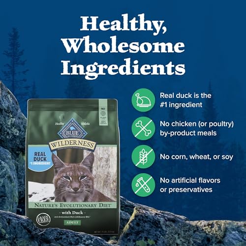 Image of Blue Buffalo Wilderness Nature's Evolutionary Diet High-Protein, Grain-Free Natural Dry Food for Adult Cats, Duck, 5-lb. Bag