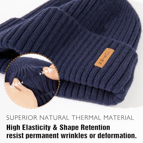 Image of TOP-EX DryKnit Waterproof L /XL /XXL Winter Fleece Lined Beanie Hat for Men Women Warm Knit Watch Skull Cap Cold Weather