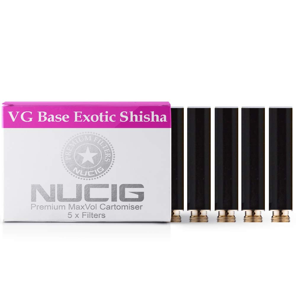 NUCIGPack of 5 NATURAL/STANDARD 0MG EXOTIC SHISHA Flavour Refill Cartomiser Filter | ***VG Premium | for e shisha e hookah e cigarette electronic cigarette ego (Black)