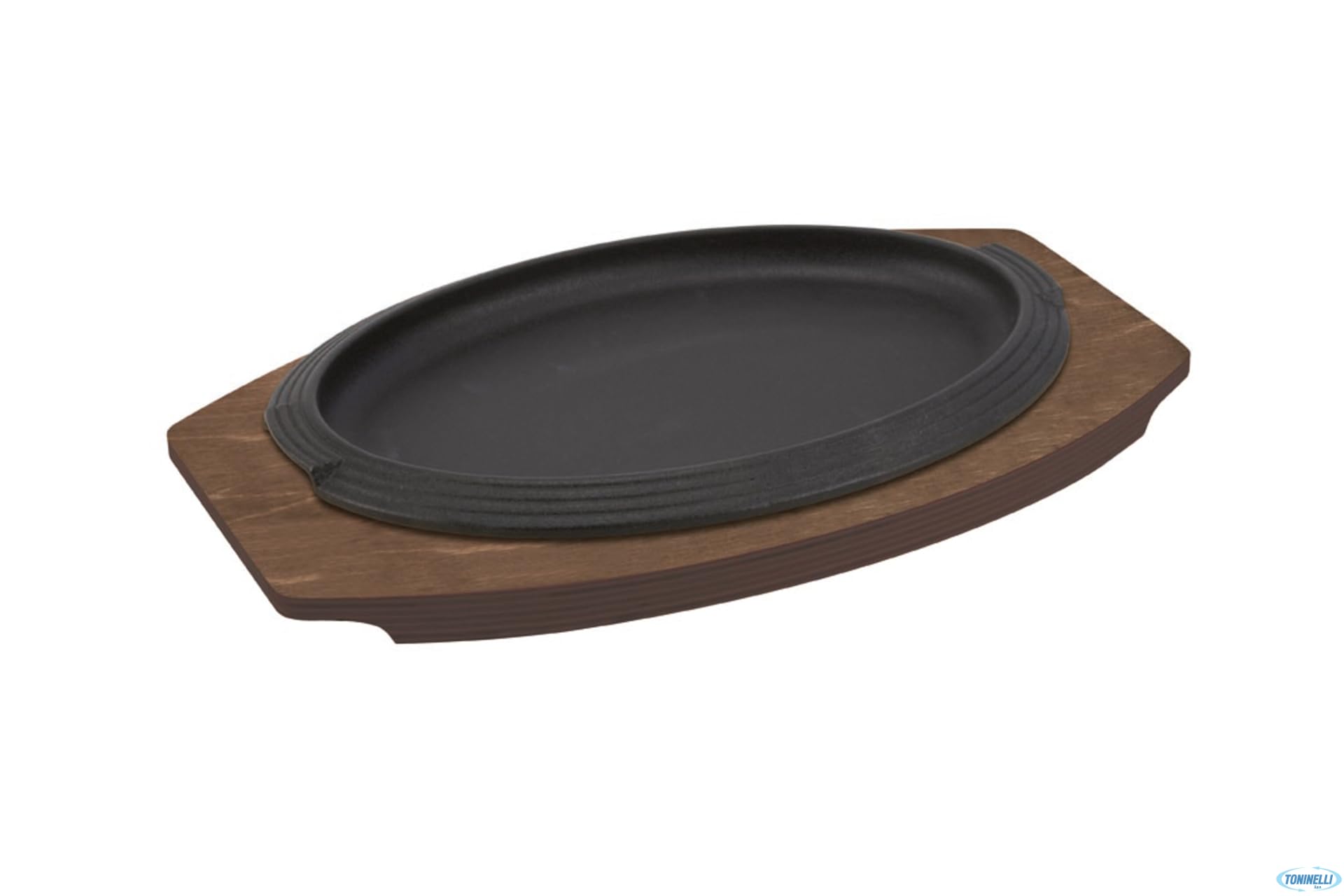 Ilsa Serving Plate, Cast Iron, Oval, Wooden Tray, 32x22 cm