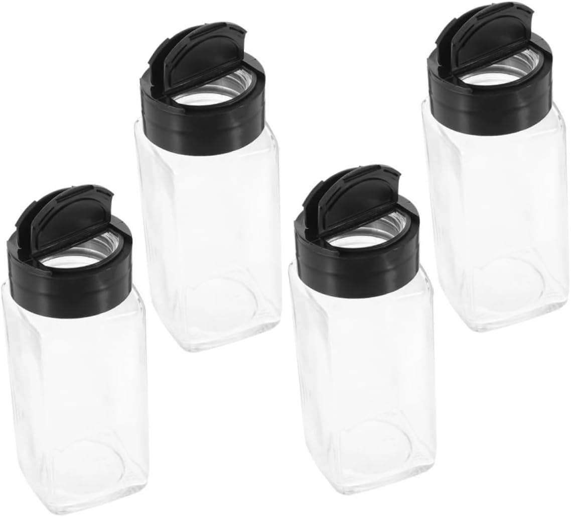 4pcs Salt Pepper Shakers Glass Spice Bottles Lids Airtight Food Containers for Kitchen Seasoning Storage