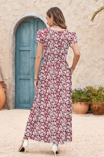 Image of AUSELILY Women's Summer Maxi Dresses Petal Sleeves Casual Empire Waist Long Dress with Pockets 2025 New