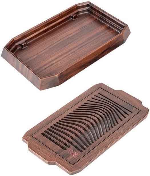 Bandeja de té de madera para oficina en casa, pequeña bandeja de té seco para juego de té Kung Fu, diseño de madera maciza, ideal para servir y exhibir té