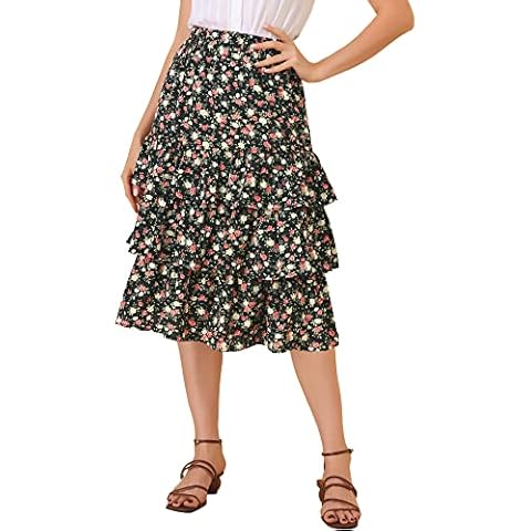 Allegra K Faldas de Gasa Florales con Volantes Cover