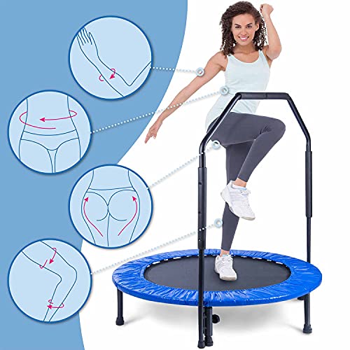 Body & Mind® Fitness-Trampolin, Ø 100 cm, Sprungmatte & mit Haltegriff, inkl. Randabdeckung, Nutzergewicht bis 100 KG… – Bild 4