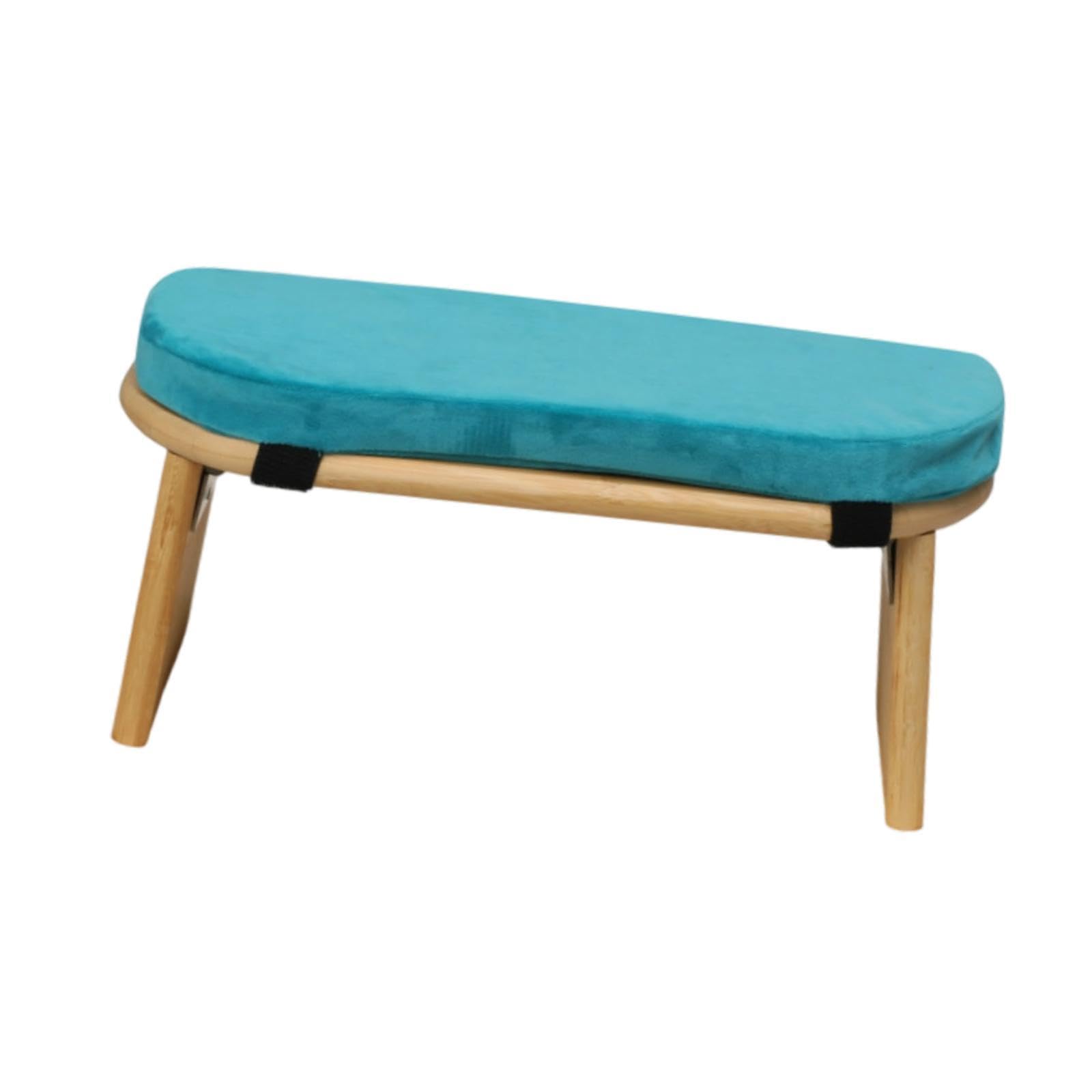 Vaveren Meditation Bench Yoga Stool Folding Ergonomic Seat Comfort Bamboo Kneeling Stool Prayer Bench for Bedroom Balcony Office Home, Blue