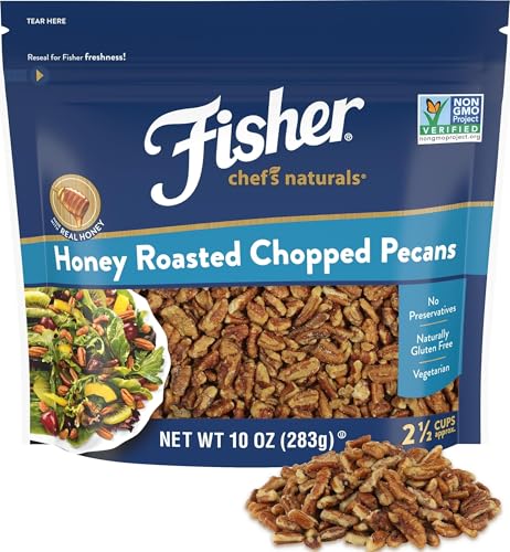 Image of Fisher Honey Roasted Chopped Pecans, 10 oz, Sweet & Salty Candied Nuts