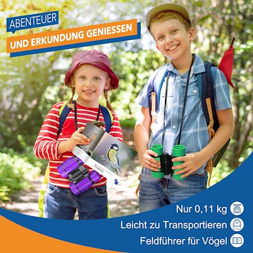 HappyKidsClub Fernglas für Kinder - Outdoor Spielzeug für Experimente ab 3-12 Jahre - Jungen Geschenk mit 3-12-facher Vergrößerung
