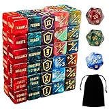 ZEOXUER 63 Stück MTG Würfel Zähler - AbilityKeyword Zähler, -1/+1 Lebenszähler, Schild Lebenszähler, D6 Würfel, Kompatibel mit MTG, Kartenspiel Zubehör (Inklusive Schwarzer Tasche)