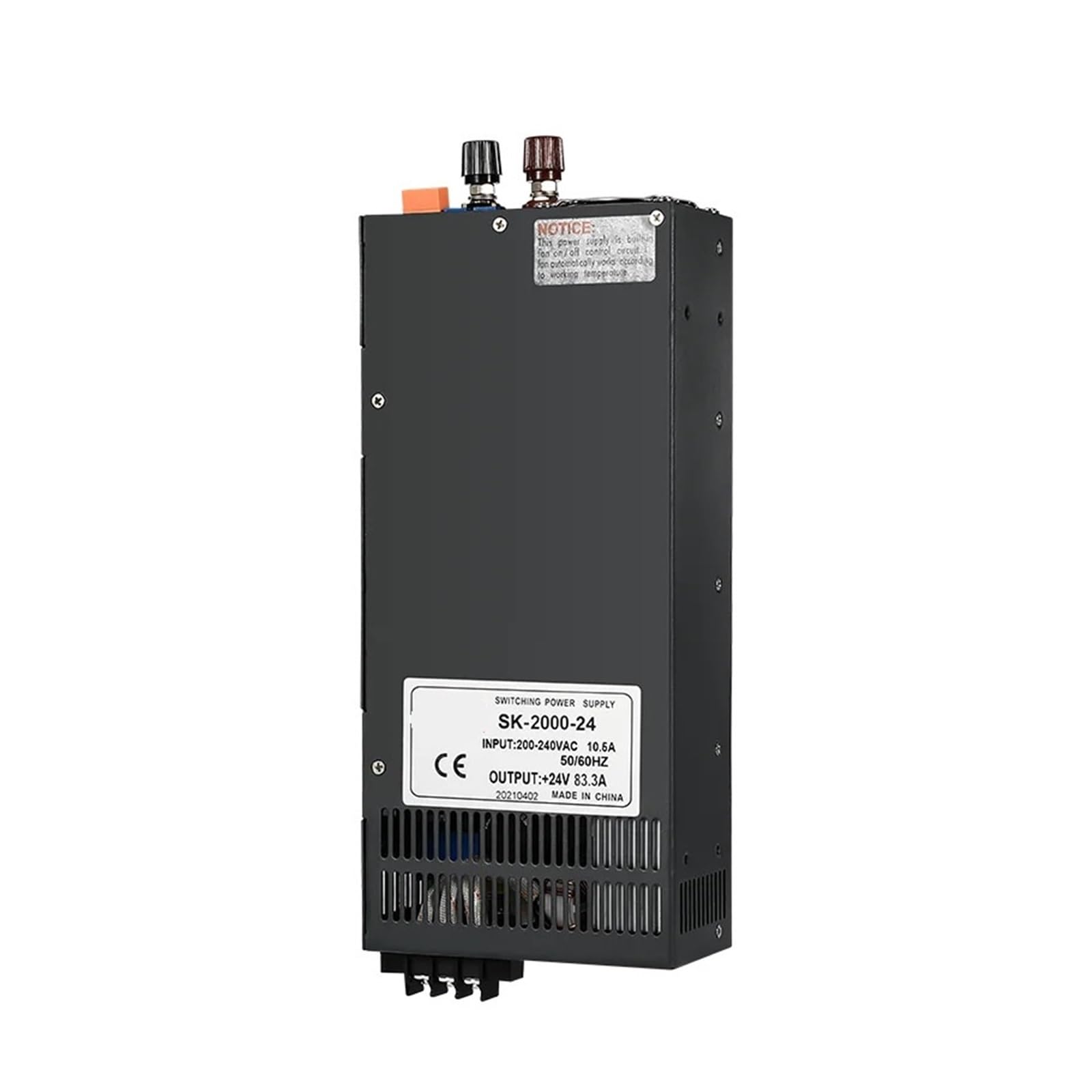 JJKKOZVQF 2000W Adjustable Switching Power Supply 0-12V 15V 24V 36V 48V 60V 72V 110V 220V 300V 400V Input 110/220VAC AC/DC(110VAC,0-24V 0-83.3A)