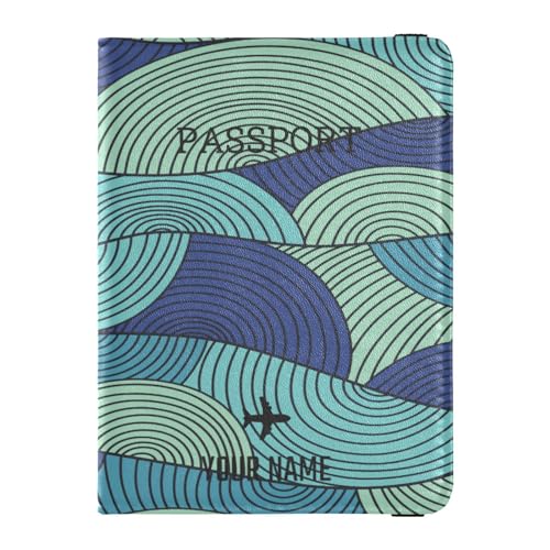 Portafoglio personalizzato pelle per passaporto portafoglio leggero per donne uomini famiglia organizzatore documenti accessori viaggio onde astratte
