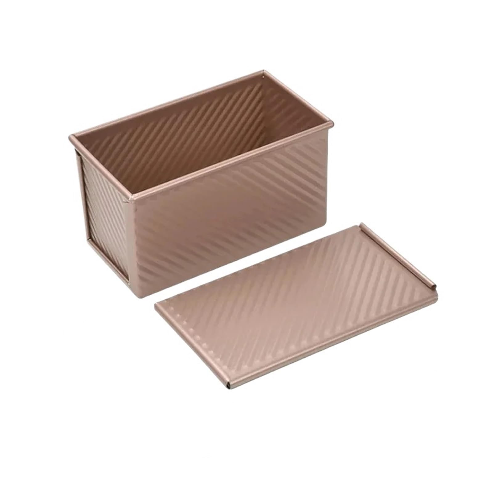 Generisch Antihaftbeschichtete Kastenform aus Kohlenstoffstahl, gewellt, mit Deckel, selbstgemachtes Brot, Sandwich, Sauerteig, Toastbehälter for Backen von Kuchenformen im Ofen(Golden with Tools)