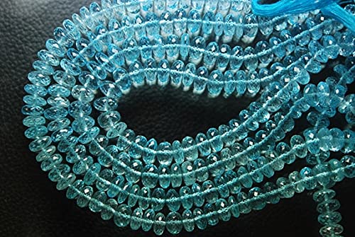 LKBEADS 25 cm długi sznurek, AAA naturalny błękitny topaz fasetowany duży rozmiar rondelles, 7 mm