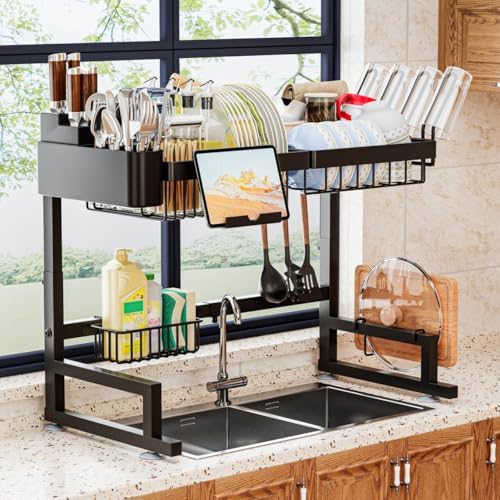 Over Sink Dish Drying Rack (Expandable Height/Length) Snap-On Des...