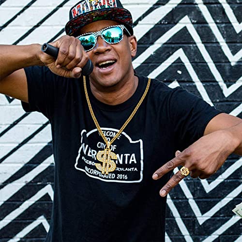 4 Stuks Hip Hop Kostuumset, Dollar Ketting, Zonnebril, Gouden Ring Dollartekens, Bucket Hoed, Rapperaccessoires Uit de Jaren 80/90, Voor Mannen en Vrouwen - Image 6