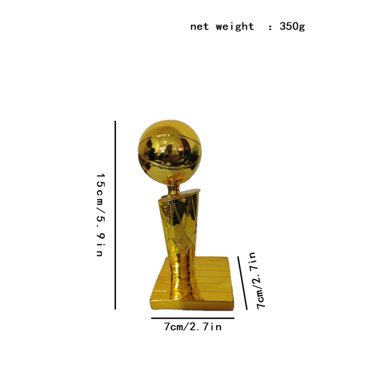 Replica del campione NBA Larry O'Brien Trophy, Golden State Crafts Souvenir placcato, modello di pallacanestro, idea regalo per i fan (16 cm)