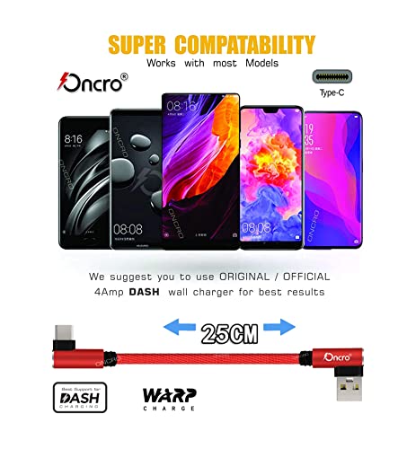 Image of Nylon braided 90 Degree right angle L shape USB cable Data Cable Fast Charging dash warp short type c power bank cable for type c smartphones oneplus nord note mini 25cm use wall charger 4a 6a