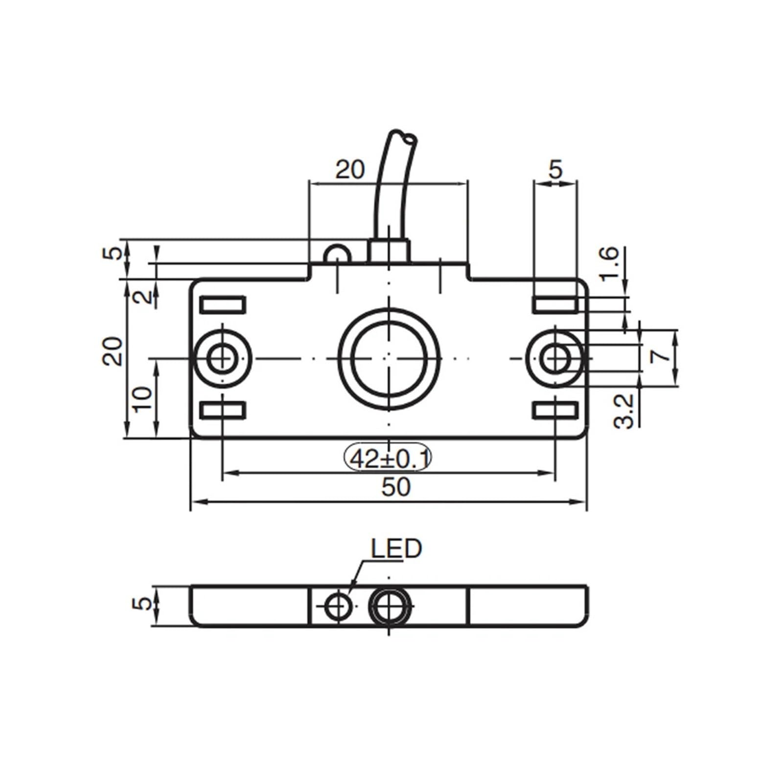 Kapazitiver Näherungssensor mit quadratischem Schalter Cbn5-f46-e0/1/2/3, 12–24 V DC, 3-adrig, NPN/PNP, Schließer/Öffner, Erfassungsabstand 5 mm(5MM DC3-wire NPN NO)