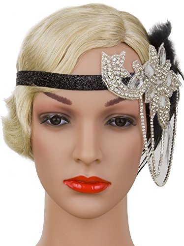 Vijiv Silver Black 20S Headpiece Vintage 1920S Headband Flapper Great Gatsby #TOP4