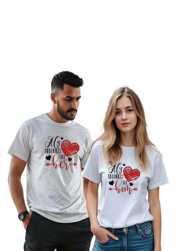 T-shirt pour couple My Belongs to Her and Him Edward Sinclair