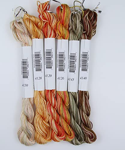 Image of KCS Big skeins of 25 Meters Size 25 Color Variegated Cross Stitch Stranded Threads,6 skeins,13
